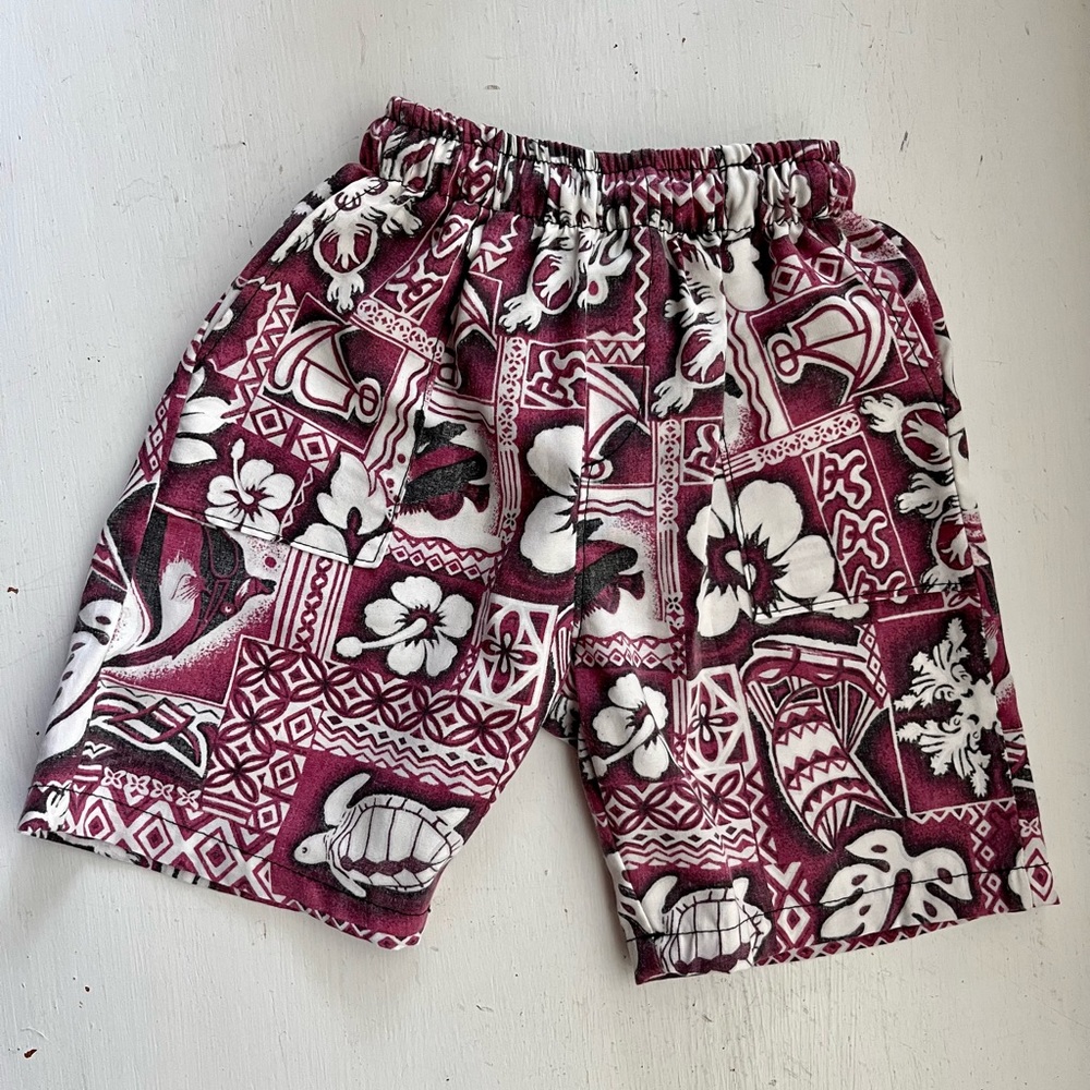 Toddler One-of-a-kind Upcycled Vintage Hawaiian Print Surf Shorts